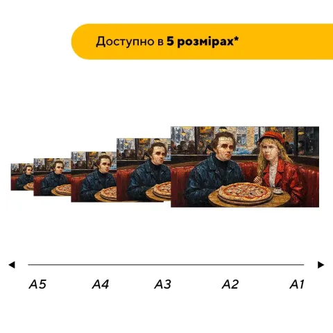 Дерев'яний фігурний пазл Побачення Шевченка і Лесі, А5, Картонна коробка 35 елементів