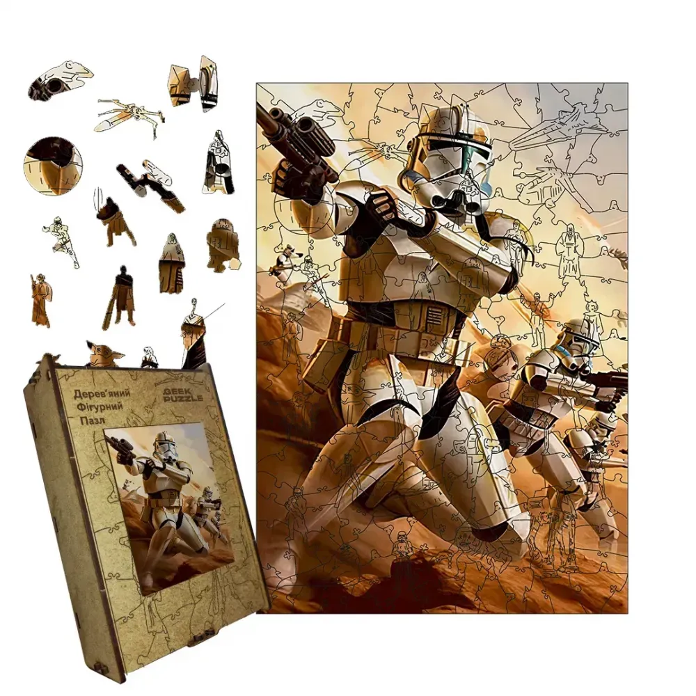 Дерев'яний фігурний пазл Клони, А2, Дерев'яна коробка 300+ елементів