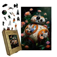 Дерев'яний фігурний пазл Квітучий Дроїд, А2, Дерев'яна коробка 300+ елементів