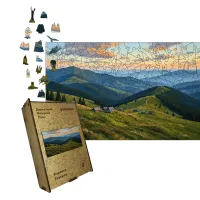 Дерев'яний фігурний пазл Карпати, А5, Картонна коробка 35 елементів