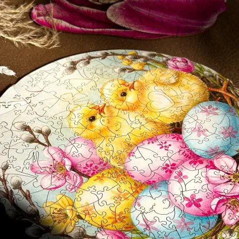 Дерев'яний фігурний пазл Сонячні Писанки, А2, Дерев'яна коробка 300+ елементів