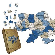 Пазл дерев'яний Україна Блакитна, А1, Дерев'яна коробка 500+ елементів