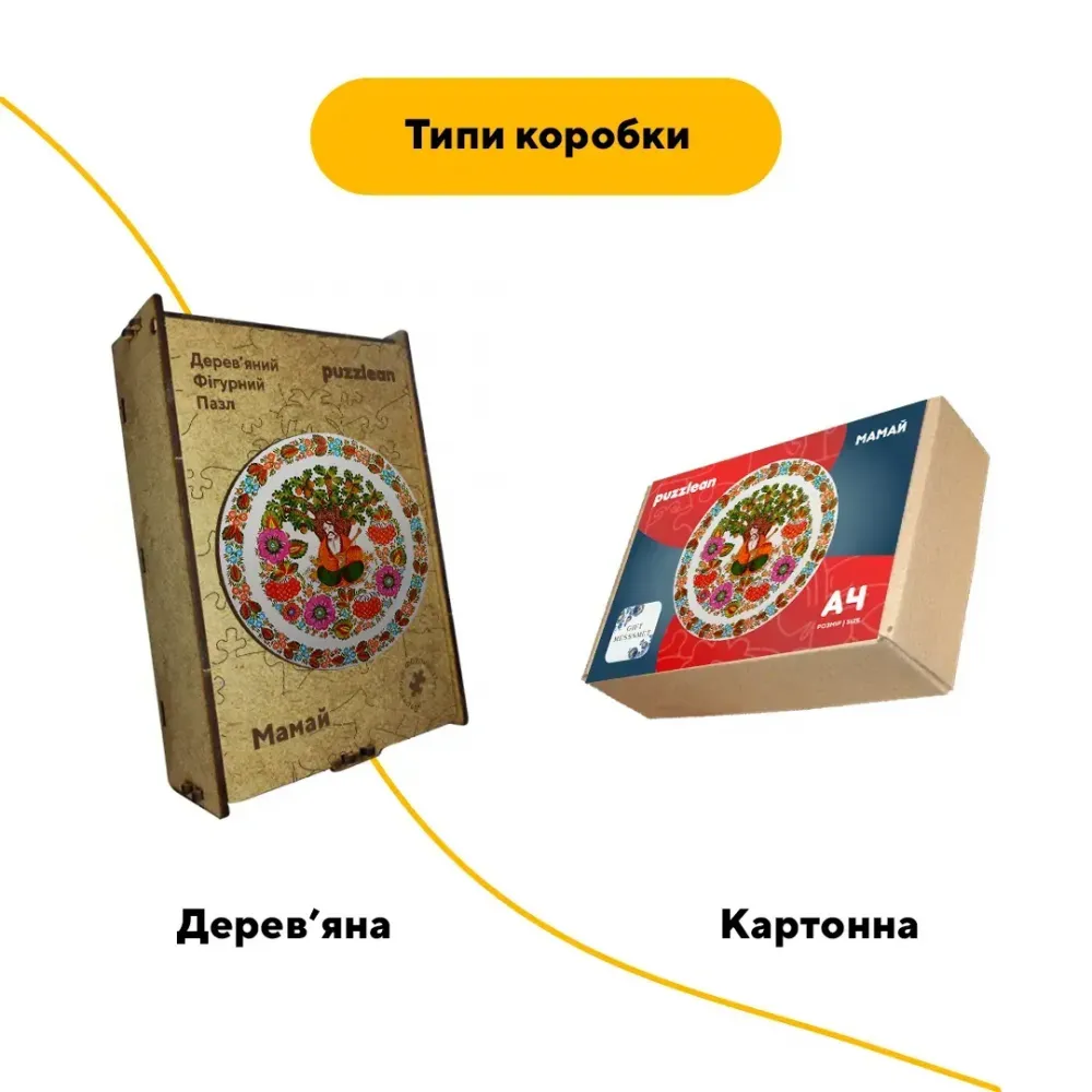 Дерев'яний фігурний пазл Петриківський Розпис Мамай Катерини Каракуці, А1, Картонна коробка 500+ елементів