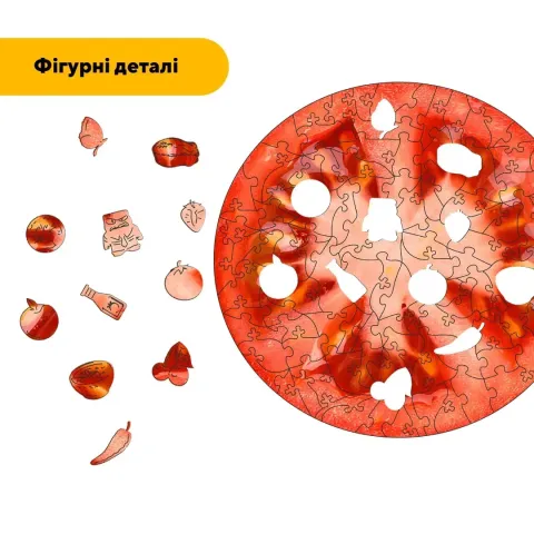 Дерев'яний фігурний пазл Томат, А4, Дерев'яна коробка 100 елементів