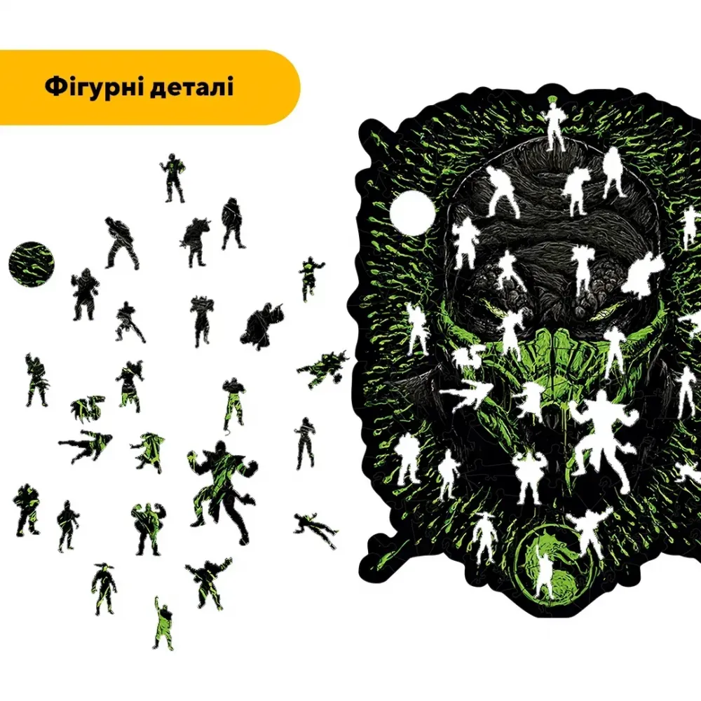 Дерев'яний фігурний пазл МК Рептилія, А4, Дерев'яна коробка 100 елементів