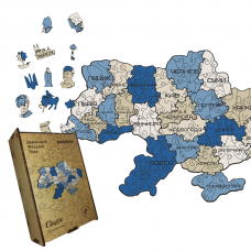 Пазл дерев'яний Україна Блакитна, А2, Дерев'яна коробка 300+ елементів