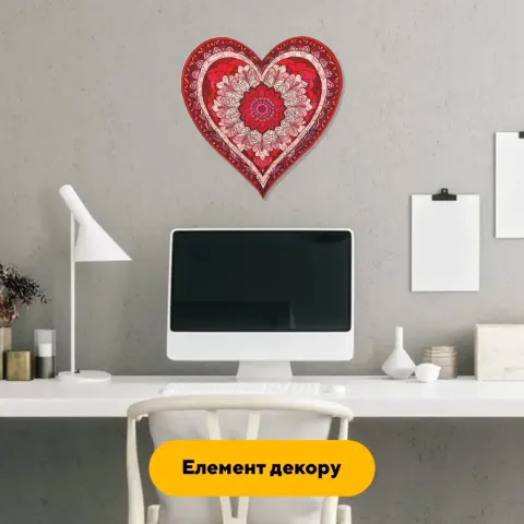 Дерев'яний фігурний пазл Мозаїка Серця, А4, Дерев'яна коробка 100 елементів