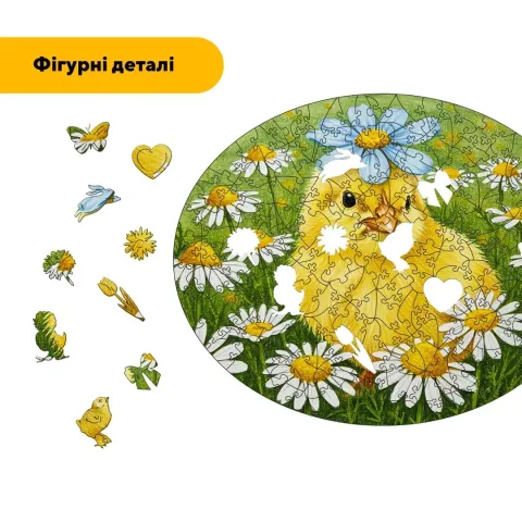 Дерев'яний фігурний пазл Загублене Курчатко, А4, Дерев'яна коробка 100 елементів
