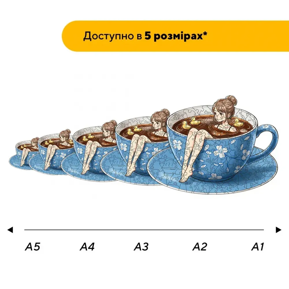 Дерев'яний фігурний пазл Кавування з качечками, А4, Дерев'яна коробка 100 елементів