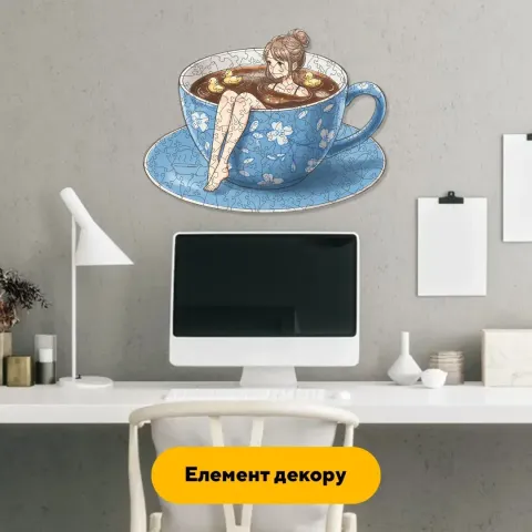 Дерев'яний фігурний пазл Кавування з качечками, А4, Дерев'яна коробка 100 елементів