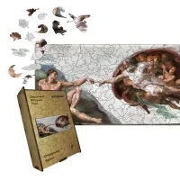 Дерев'яний фігурний пазл Сотворення Адама, А4, Дерев'яна коробка 100 елементів