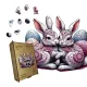 Дерев'яний фігурний пазл Святкові Зайченята, А4, Дерев'яна коробка 100 елементів