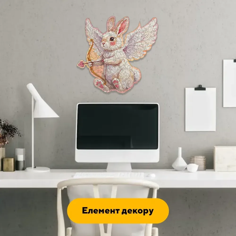 Дерев'яний фігурний пазл Сором'язливий Купідон, А4, Дерев'яна коробка 100 елементів