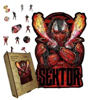 Дерев'яний фігурний пазл МК Сектор, А4, Дерев'яна коробка 100 елементів