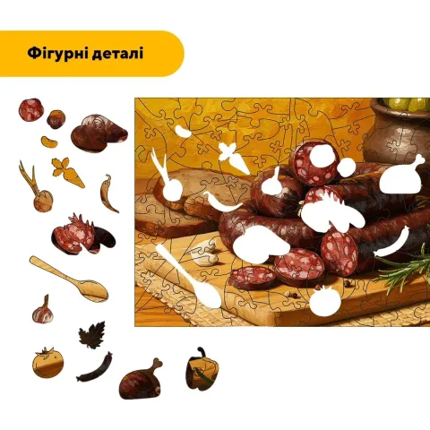 Дерев'яний фігурний пазл Пряна Кров’янка, А4, Дерев'яна коробка 100 елементів