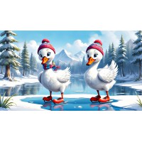 Дерев'яний фігурний пазл Лебеді, А3, Дерев'яна коробка 200 елементів