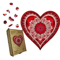 Дерев'яний фігурний пазл Мозаїка Серця, А4, Дерев'яна коробка 100 елементів