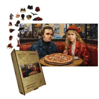 Дерев'яний фігурний пазл Побачення Шевченка і Лесі, А3, Дерев'яна коробка 200 елементів