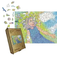 Дерев'яний фігурний пазл Мрійниця, А5, Дерев'яна коробка 35 елементів