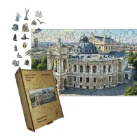 Дерев'яний фігурний пазл Одеський Оперний Театр, А1, Дерев'яна коробка 500+ елементів