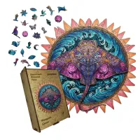 Дерев'яний фігурний пазл Мандала Ската, А1, Картонна коробка 500+ елементів