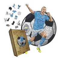 Дерев'яний фігурний пазл Ерлінг Голанд, А1, Дерев'яна коробка 500+ елементів