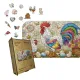 Дерев'яний фігурний пазл Барвистий Півник, А5, Дерев'яна коробка 35 елементів