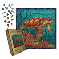 Дерев'яний фігурний пазл Мозаїка Черепахи, А1, Дерев'яна коробка 500+ елементів