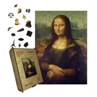 Дерев'яний фігурний пазл Мона Ліза, А5, Дерев'яна коробка 35 елементів