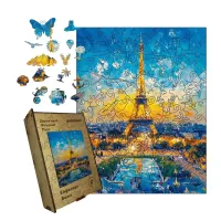 Дерев'яний фігурний пазл Ейфелева Вежа, А1, Дерев'яна коробка 500+ елементів