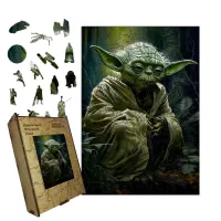 Дерев'яний фігурний пазл Мудрець Йода, А5, Дерев'яна коробка 35 елементів