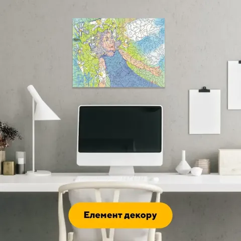 Дерев'яний фігурний пазл Мрійниця, А5, Дерев'яна коробка 35 елементів