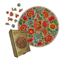 Дерев'яний фігурний пазл Декоративний Розпис Сонячна Пташка, А1, Картонна коробка 500+ елементів