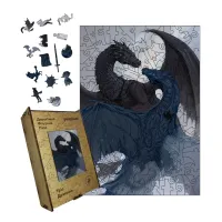 Дерев'яний фігурний пазл Тріо Драконів, А2, Дерев'яна коробка 300+ елементів