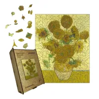 Дерев'яний фігурний пазл Соняшники, А5, Дерев'яна коробка 35 елементів