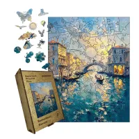 Дерев'яний фігурний пазл Венеційські канали, А1, Дерев'яна коробка 500+ елементів