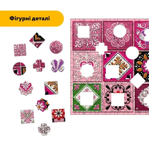 Дерев'яний фігурний пазл Плитка Мрійлива, А2, Дерев'яна коробка 300+ елементів