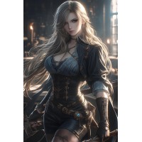 Дерев'яний фігурний пазл Дівчина пірат, А1, Дерев'яна коробка 500+ елементів