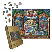 Дерев'яний фігурний пазл Вертепна Мозаїка, А2, Дерев'яна коробка 300+ елементів