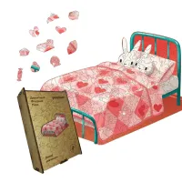 Дерев'яний фігурний пазл Ліниві Зайчики, А3, Картонна коробка 200 елементів