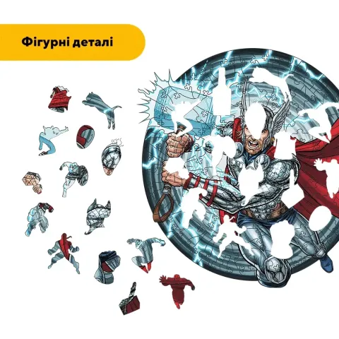 Дерев'яний фігурний пазл Тор, А2, Дерев'яна коробка 300+ елементів