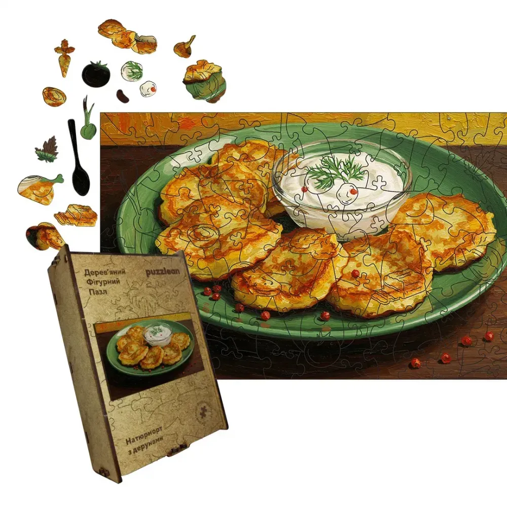 Дерев'яний фігурний пазл Хрусткі Деруни, А3, Картонна коробка 200 елементів