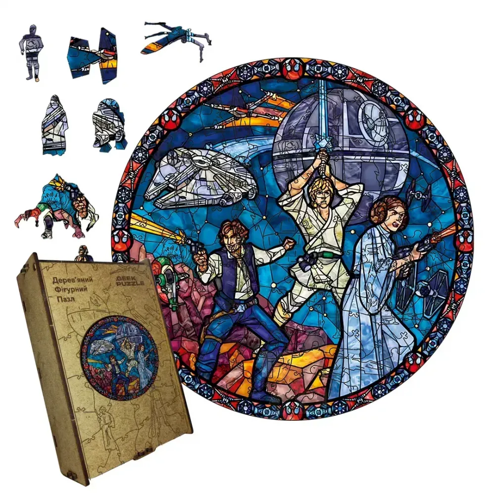 Дерев'яний фігурний пазл Зоряна Мозаїка, А3, Картонна коробка 200 елементів