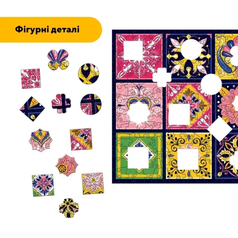 Дерев'яний фігурний пазл Плитка Таємнича, А4, Дерев'яна коробка 100 елементів