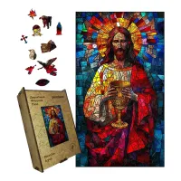 Дерев'яний фігурний пазл Мозаїка Ісуса, А3, Дерев'яна коробка 200 елементів