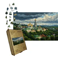 Дерев'яний фігурний пазл Софія Київська, А4, Дерев'яна коробка 100 елементів