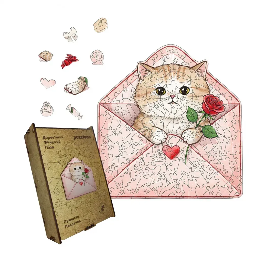 Дерев'яний фігурний пазл Пухнасте Послання,, А1, Картонна коробка 500+ елементів