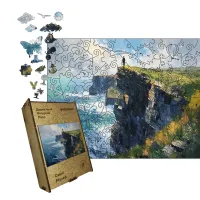 Дерев'яний фігурний пазл Скелі Мохер, А4, Дерев'яна коробка 100 елементів