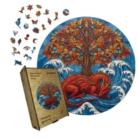 Дерев'яний фігурний пазл Мандала Дракона, А2, Картонна коробка 300+ елементів