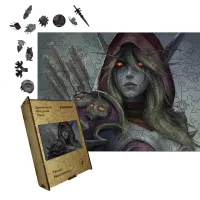 Дерев'яний фігурний пазл Темна Мисливиця, А4, Дерев'яна коробка 100 елементів